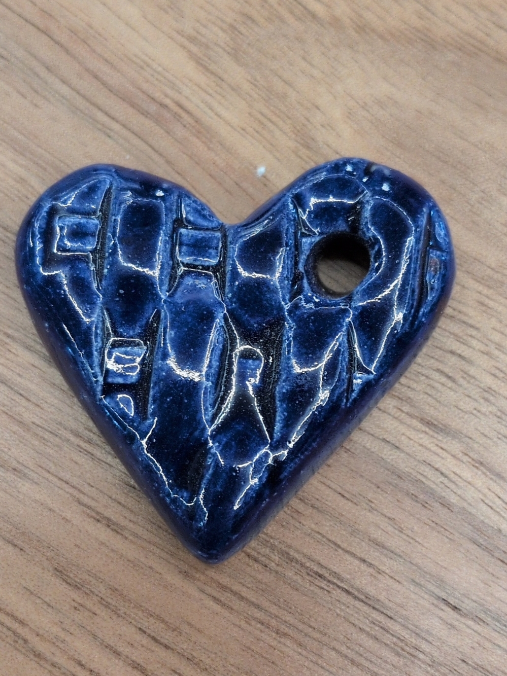 Ceramic Heart Pendant in Deep Navy Blue